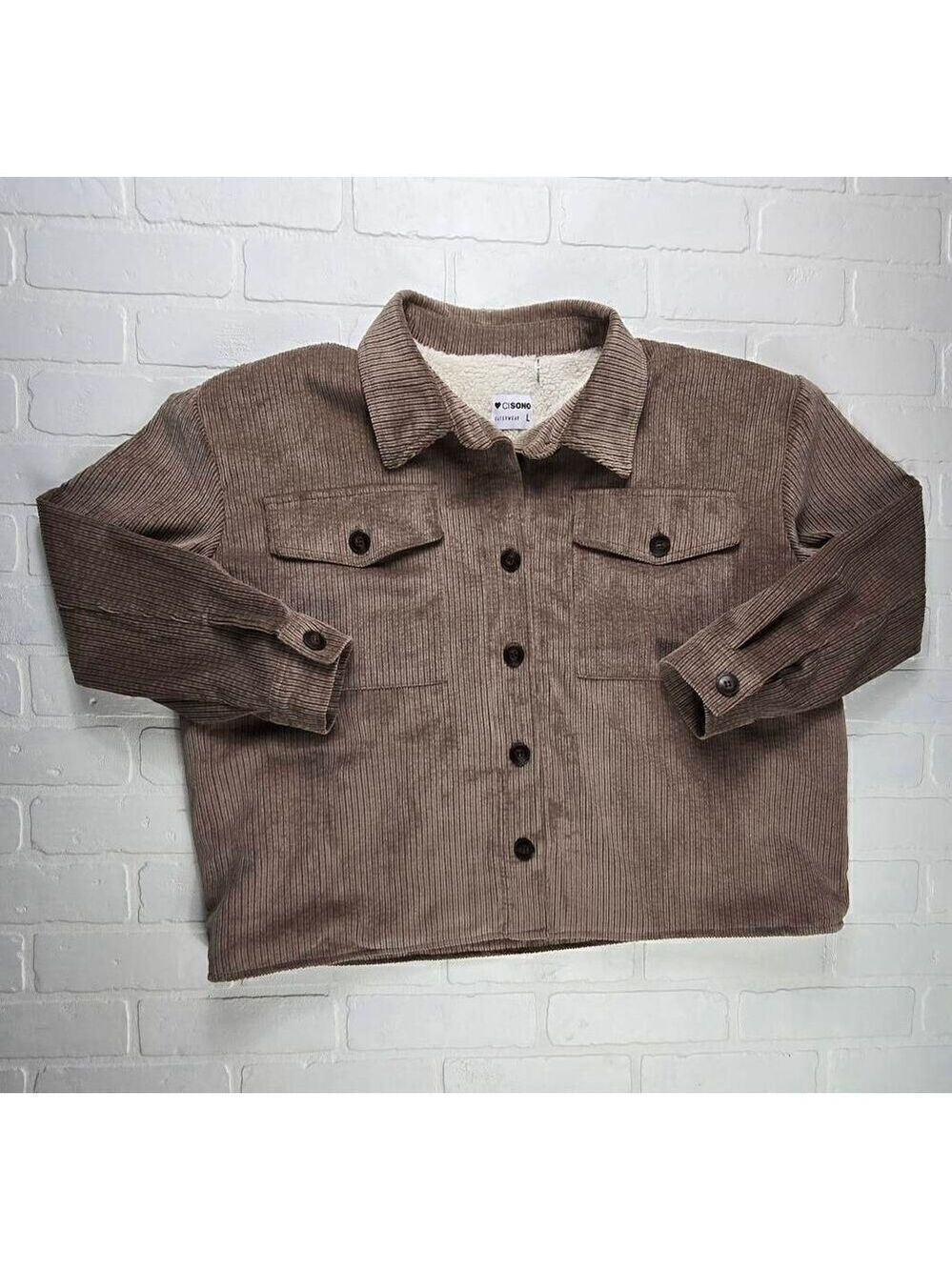 Cisono Tan Corduroy Fleece Lined Jacket Large
